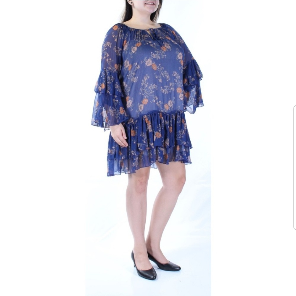 Free People Floral Sheer Bell Sleeve Dress